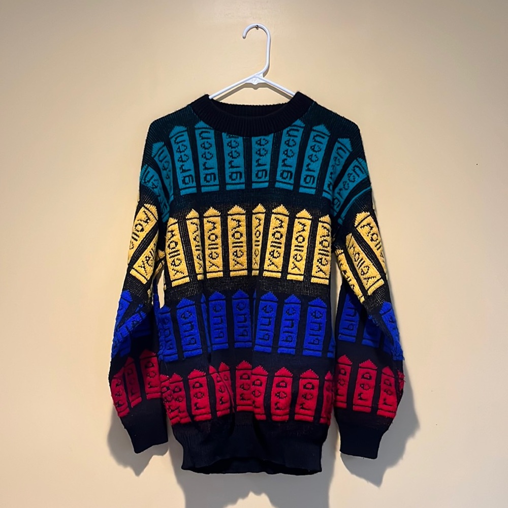 crayon-patterned sweater